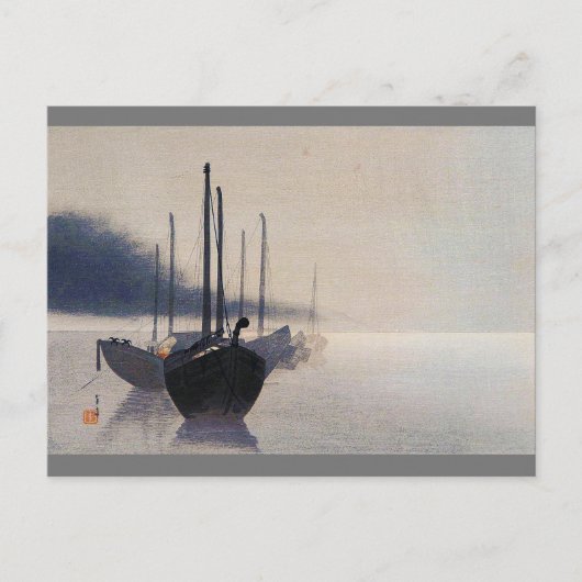 Boote im Nebel, Watanabe Seitei Postkarte (Vorderseite)