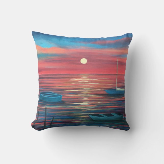 Boote im Sunset Accessoires Cushion Kissen (Vorderseite)