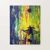 Boote im Sunset Jigsaw Puzzle - Malerei (Vertikal)
