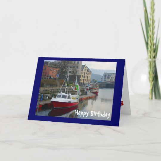 Boote In Bergen Alles Gute Zum Geburtstag Karte Zazzle De