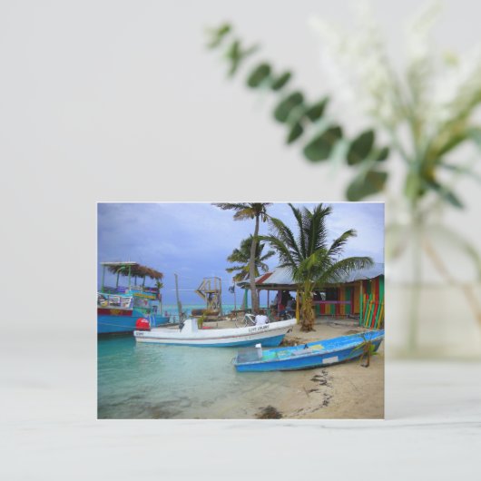 Boote in Caye Caulker, Belize Postkarte (Stehend Vorderseite)