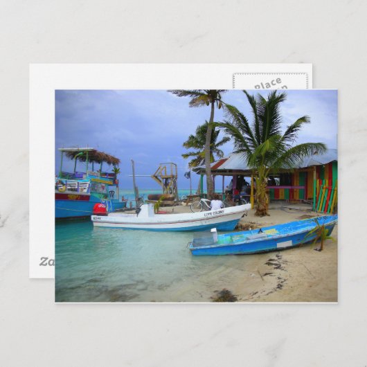 Boote in Caye Caulker, Belize Postkarte (Vorne/Hinten)