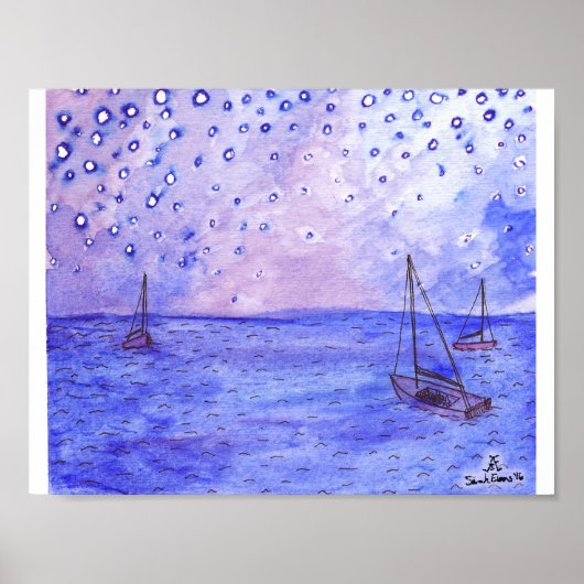 Boote in der Nacht Poster (Vorne)