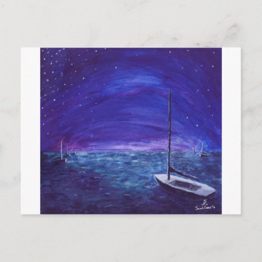 Boote in der Nacht Postkarte (Vorderseite)