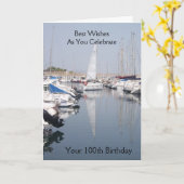 Boote in einem Hafen Personalisiert 100. Geburtsta Karte (Gelbe Blume)