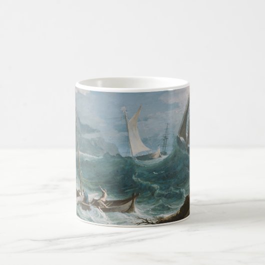Boote in einem Sturm Kaffeetasse (Mittel)