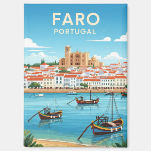 Boote in Faro Portugal Algarve Magnet