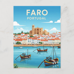 Boote in Faro Portugal Algarve Postkarte