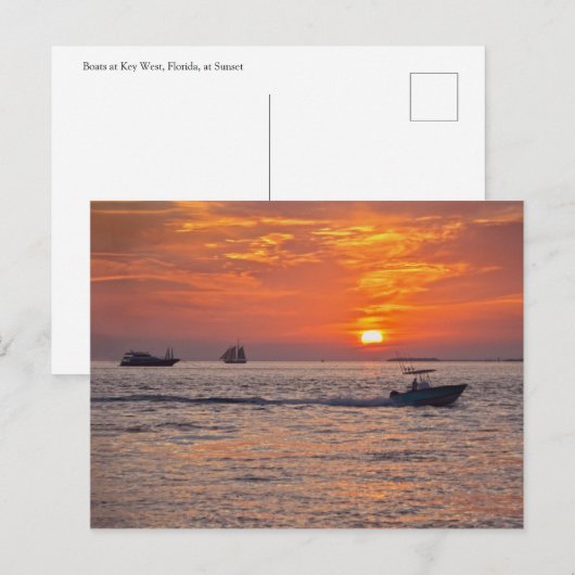 Boote in Key West, Florida, bei Sunset Postkarte (Vorne/Hinten)