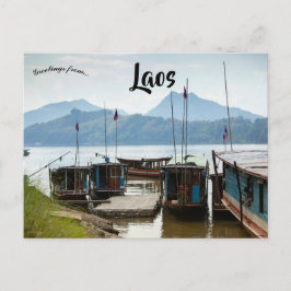 Boote in Laos Postkarte