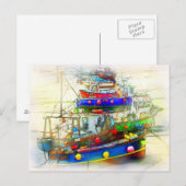 BOOTE IN ST. IVES HARBOR POSTKARTE (Vorne/Hinten)