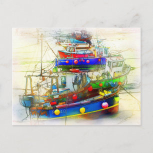 BOOTE IN ST. IVES HARBOR POSTKARTE