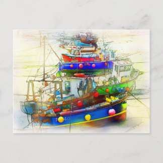 BOOTE IN ST. IVES HARBOR POSTKARTE