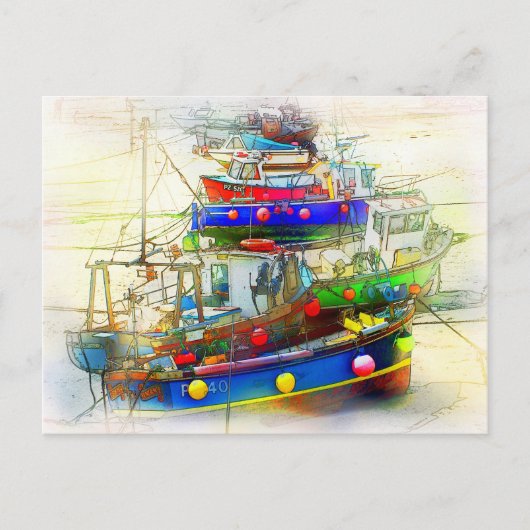 BOOTE IN ST. IVES HARBOR POSTKARTE (Vorderseite)