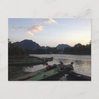 Boote in Vang Vieng Postkarte