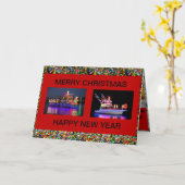 Boote mit Weihnachtslichtern Karten (Gelbe Blume)