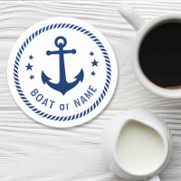 Boote oder Name Vintage-Anker Sterne Seil Blau Wei