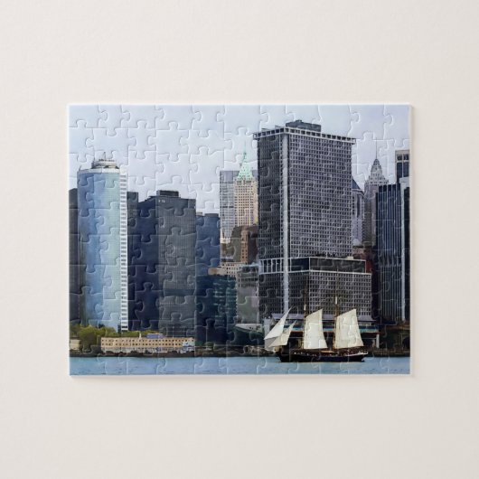 Boote - Schoner gegen die Skyline von Manhattan Puzzle (Horizontal)