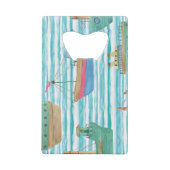 Boote Streifen: Aquarellmalerei Muster. Geldbeutel Flaschenöffner (Rückseite)