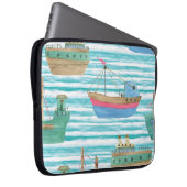 Boote Streifen: Aquarellmalerei Muster. Laptopschutzhülle (Vorne Rechts)