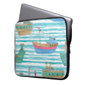 Boote Streifen: Aquarellmalerei Muster. Laptopschutzhülle (Vorderseite Links)