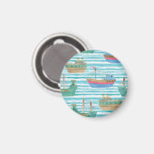 Boote Streifen: Aquarellmalerei Muster. Magnet (Vorderseite/Rückseite)