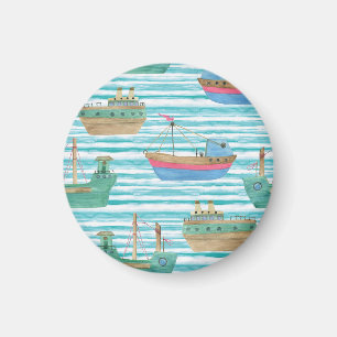 Boote Streifen: Aquarellmalerei Muster. Magnet