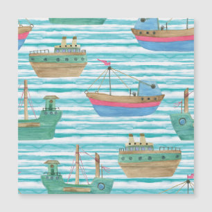 Boote Streifen: Aquarellmalerei Muster. Magnetkarte