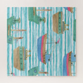 Boote Streifen: Aquarellmalerei Muster. Puzzle (Horizontal)