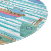 Boote Streifen: Aquarellmalerei Muster. Schneidebrett (Ecke)