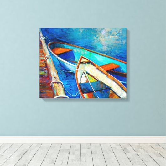 Boote und Anlegesteg Leinwanddruck (Insitu (Holzboden))