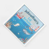 Boote und Boys unter dem Meer Serviette (Ecke)