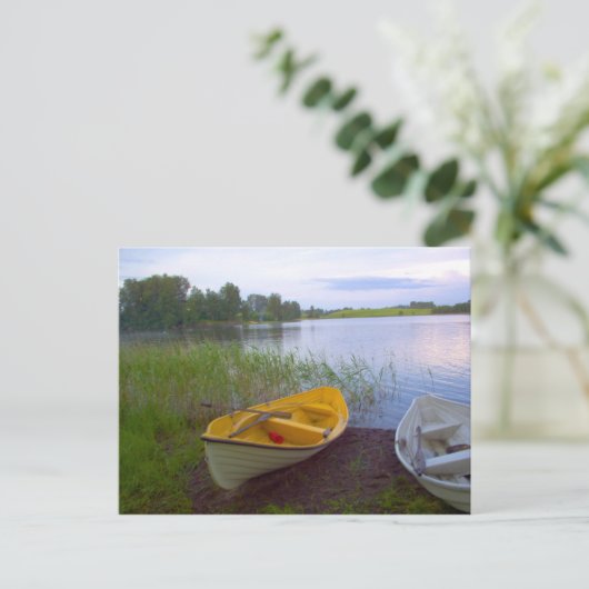 Boote und der See Postkarte (Stehend Vorderseite)