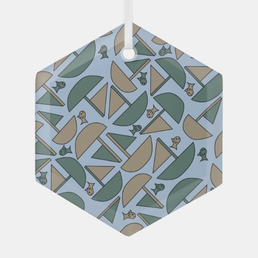 Boote und Fische Ornament Aus Glas (Vorderseite)