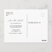 Boote und hellblaue blühende Save the Date Postkarte (Rückseite)