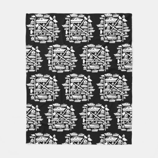 Boote und Hunde Fleecedecke (Vorderseite)