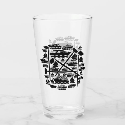 Boote und Hunde Glas (Rückseite)