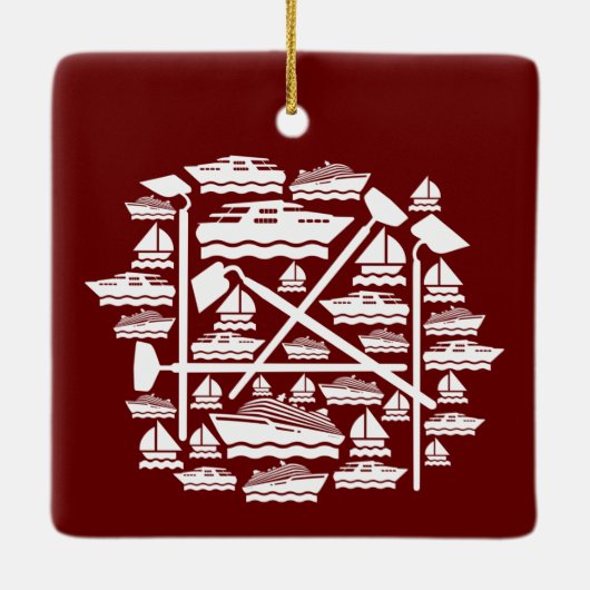 Boote und Hunde Keramikornament (Rückseite)