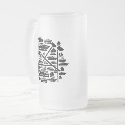 Boote und Hunde Mattglas Bierglas (Vorderseite Links)