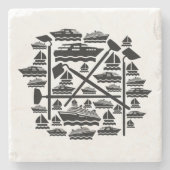 Boote und Hunde Steinuntersetzer (Vorderseite)