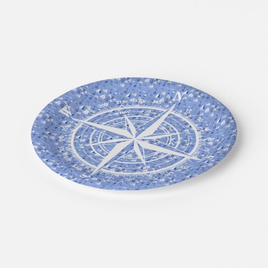 Boote und Kompasspapierplatten Pappteller (Schrägansicht)