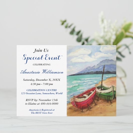 BOOTE UND PARTY-EREIGNIS EINLADUNG (Stehend Vorderseite)