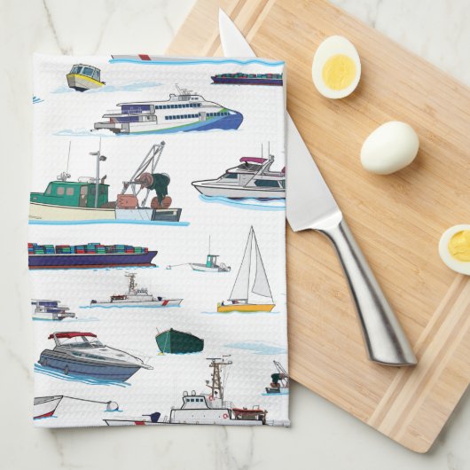 Boote und Schiffe Muster Geschirrtuch (Viertel Falte)