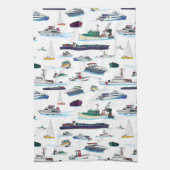 Boote und Schiffe Muster Geschirrtuch (Vertikal)