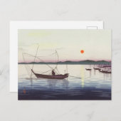 Boote und Sonnenanbetung von Ohara Koson Postkarte (Vorne/Hinten)