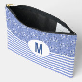 Boote und Streifen nautische Monogramm Zubehörtasche (Offen)