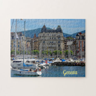 Boote verankert Genfer See Schweiz Puzzle