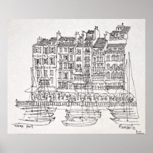 Boote Vieux-Port Marseille, Frankreich Poster