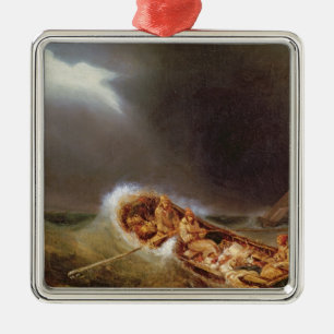 Boote von Dieppe, das vom Fischen zurückgeht Silbernes Ornament