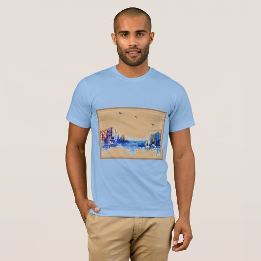 Boote Watercolor Sailboote T-Shirt (Vorne ganz)